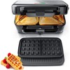 FOHERE Sandwich Maker 3 In 1 Waffle Maker With Removable