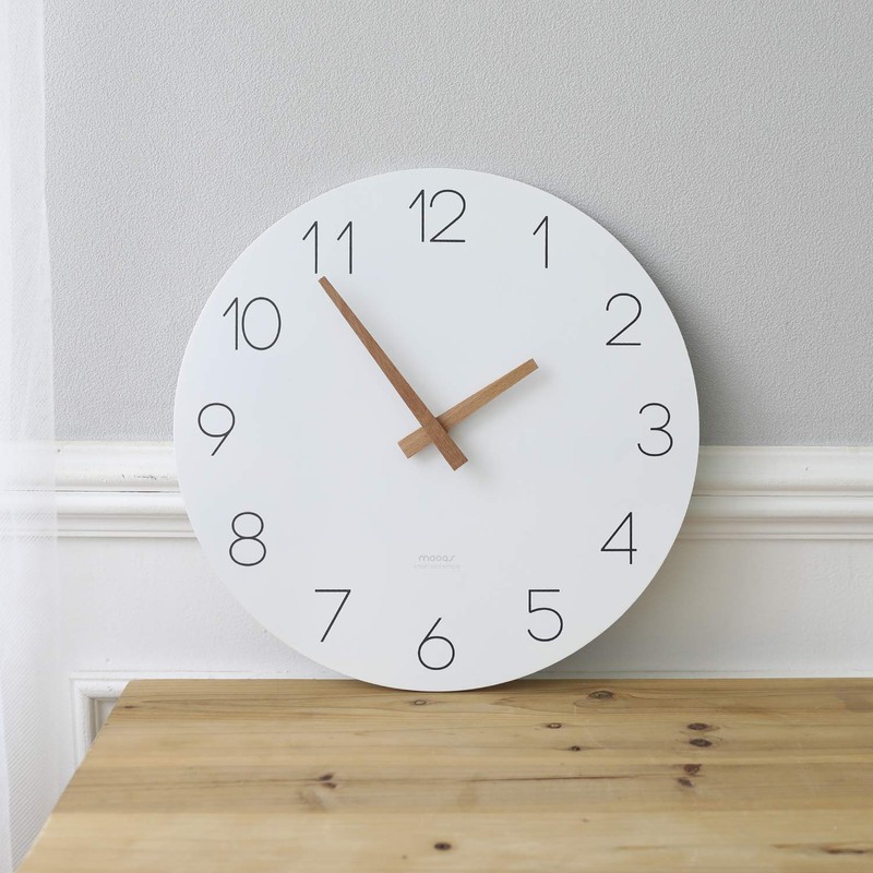 mooas Flatwood Wall Clock, Analog Wall Clock, Silent Non-Ticking 12