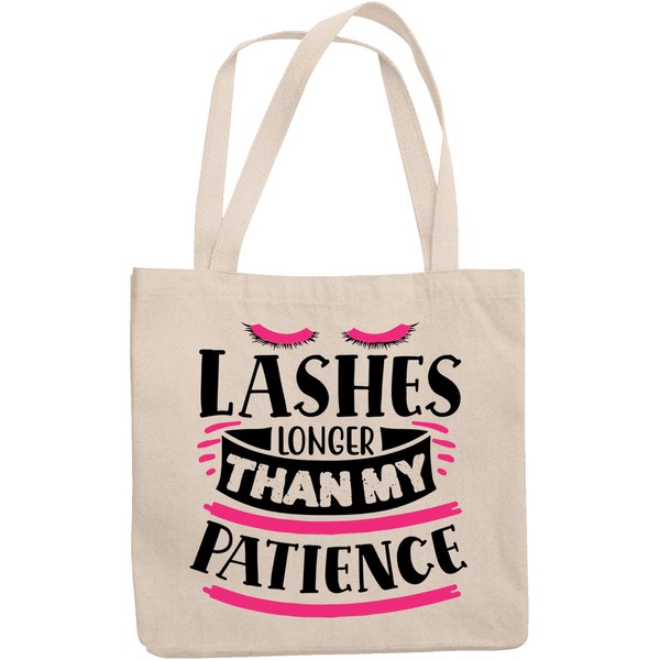 12oz Canvas Tote Bag - Lashes Longer Than My Patience,