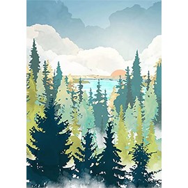 5D Diamond Painting Scenery Kit,Diamond Art Kits for Adults,Abstract Landscape Paint with Diamonds Round for Gift,Wall Decor(12x16") (Forest)