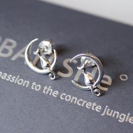 Urban She The Cat is Over the Moon Pendant Necklace 925 Sterling Silver, Sterling Silver, Without Stone