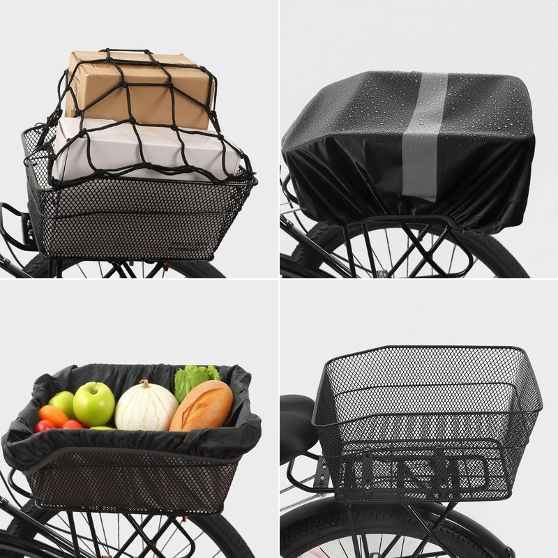 YEEGO DIRECT Rear Bike Rack with Basket, Adjustable Detachable Bike