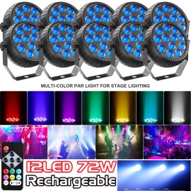 U`King Rechargeable Stage Light 12LED Mini Par Light Battery RGB DMX Wall Wash Light US - 2X Rechargeable Par Can