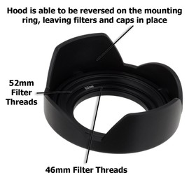 Fotodiox Reversible Flower Hood for Lumix G Vario 14-42mm f/3.5-5.6 II APSH. MEGA O.I.S. Kit Lens - Detachable Tulip Lens Hood with Inner Pinch Cap for Lumix Micro-4/3 Digital Cameras