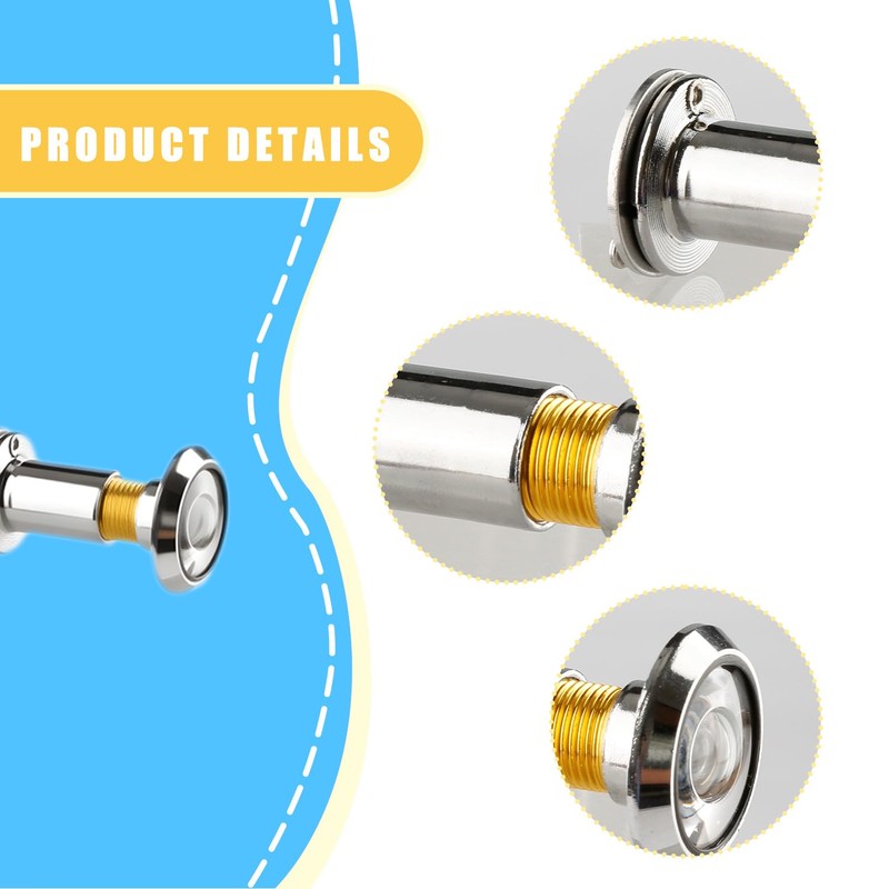 Wellrun Viewer Peephole for 35-55mm Doors,200° Wide Angle Silver Spyhole,Anti-Theft