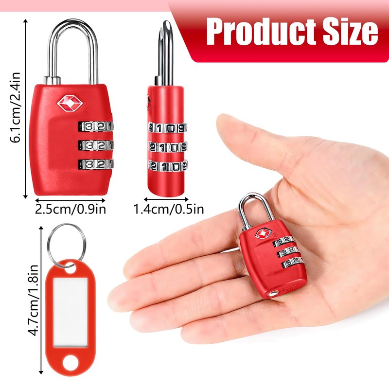 TSA Luggage Locks, 2 Pcs 3 Digit Combination Padlock, Travel