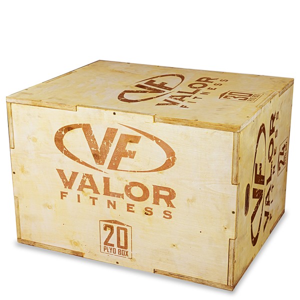 Valor Fitness Plyo Box - Wooden Plyometric Jump Box for Strength and Conditioning Training Box Jump (20” x 24” x 30”)