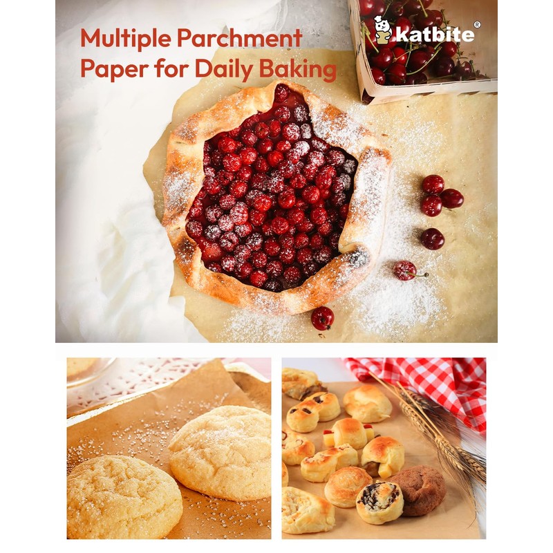 Katbite 16x24 Inch Parchment Paper Sheets, 100Pcs Non-Stick Precut Baking