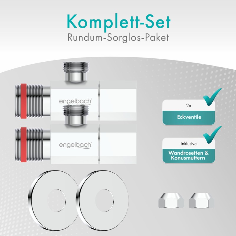 Engelbach® Universal Angle Valve 1/2 Inch Self-Sealing (Set of 2)