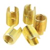50 Pieces Self-Tapping Thread Insert, Brass Tone Thread Slotted Inserts