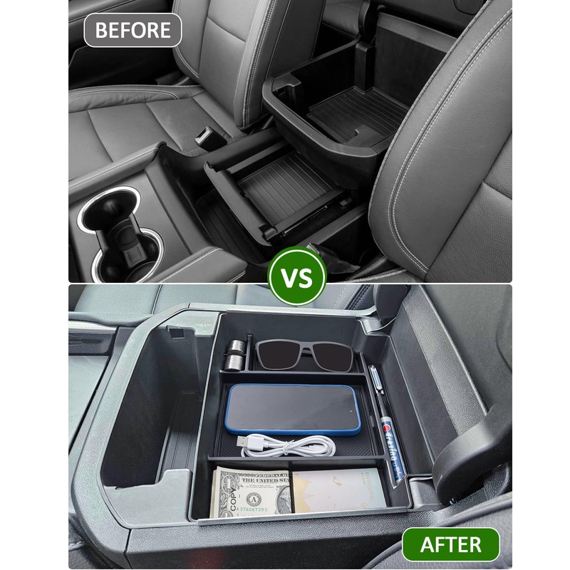 TOPINSTALL Power-Sliding Console Tray Compatible with 2021-2024 Chevy Tahoe/Suburban/GMC Yukon