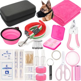 GPUSFAK Pet First Aid Kit for Dogs - Pet Emergency Kit for Camping Hiking Traveling Hunting and Sports (Pink)