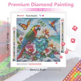 Huacan - Kit de pintura de diamante para adultos, diseño de loros AB cuadrado completo, 5D, para decoración de pared del hogar, tamaño de imagen, 12 x 12 pulgadas