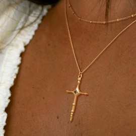 GDCOIN Layered Gold Cross Necklace for Women 18K Gold Plated Faith Necklace Cubic Zirconia Cross Pendant Dainty Rope Chain Prayer Religious Jewelry Gift