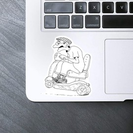 Medium 100mm 'Man On Mobility Scooter' Permanent Sticker Decal for Cars/Windows/Bins/Walls etc (DW00079138)