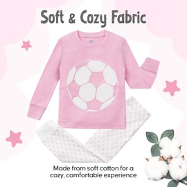 Girls Pajamas Pink Soccer 2 Piece 100% Super Soft Cotton (12m-8y),6 Years,Pink