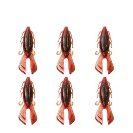 Fishing Lure Soft Lure Double T Tail Lure Add Salt Fish Additive 9.3g/0.32oz 89mm Worm Bug Lure Pack of 6 (Red-1#)