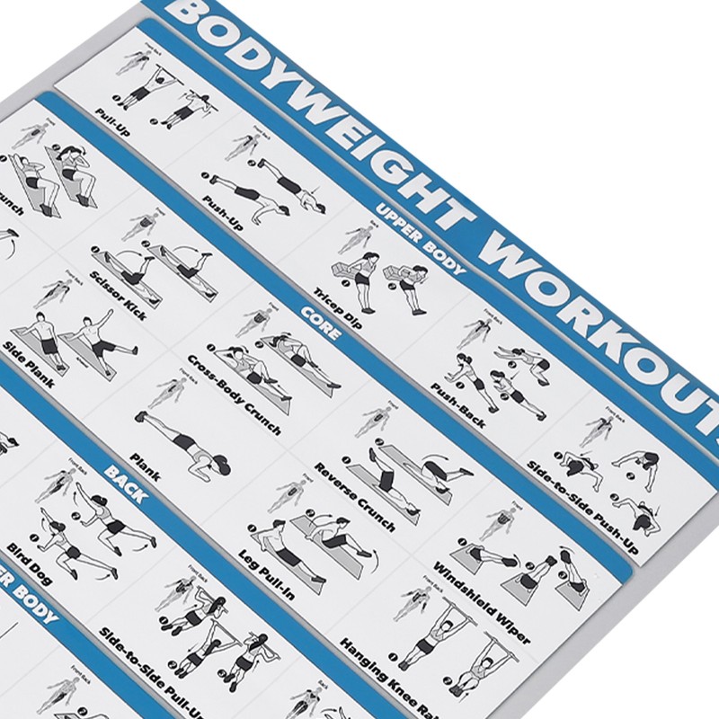 60x90cm Workout Charts Clear Rugged Easy Reading Bodyweight Exercises Poster