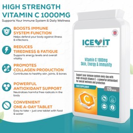 Vitamin C 1000mg – 120 Tablets | High Strength Immune Support | Antioxidant Protection | Vegan & Vegetarian Friendly | Made in UK | Food Supplement