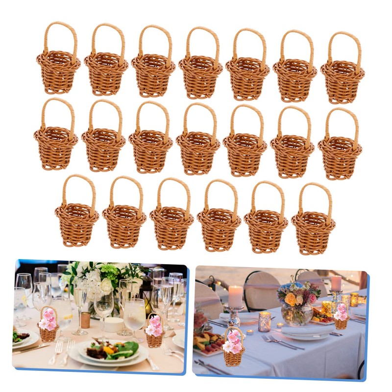 MERRYHAPY Handwoven Mini Wicker Basket Floral Storage Basket Decorative Small