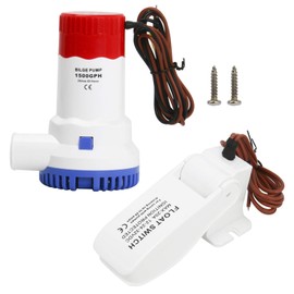 Amarine Made 1500GPH 12v Boat Bilge Pump Marine Plumbing Electric Bilge Pump with Float Switch-29mm ID Hose Low Noise