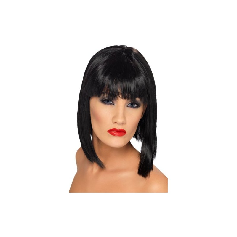 Smiffy's Glam Short, Blunt Wig With fringe (black)