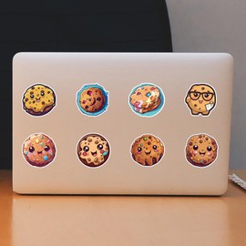 100Pcs Cookie Stickers for Helmet,Water Bottle,Car,Laptop,Skateboard,Phone,Luggage, Scrapbook,Bike,Cute Aesthetic Food Waterproof Sticker,Boys Girls Children Gift,Cartoon Snack Vinyl Graffiti Decal