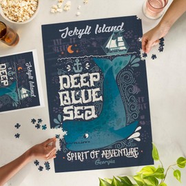 Lantern Press 1000 Piece Jigsaw Puzzle, Jekyll Island, Georgia, Deep Blue Sea, Spirit of Adventure, Whale