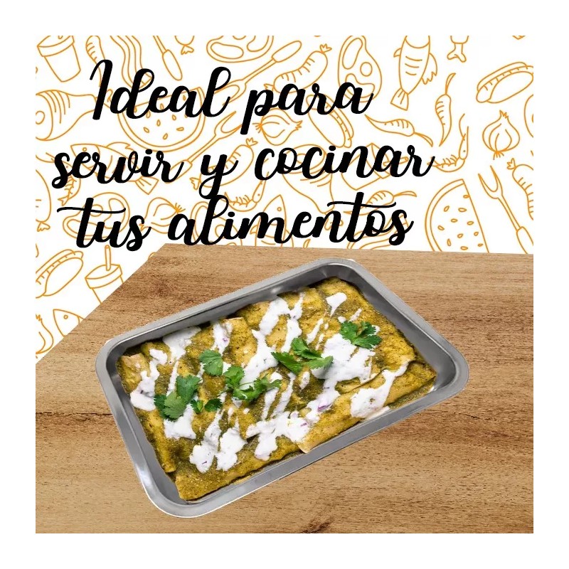 AJC Charola Para Servir Y Cocinar 6 Pack Acero 35x26x5