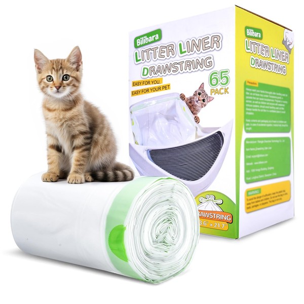 Bilibara 65 Count Litter Box Liner Bags for Auto Litter