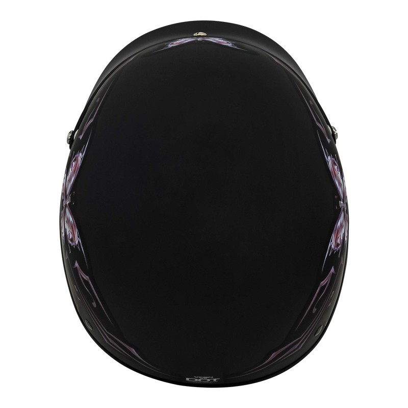 VCAN V515BF24 Flat Black Butterfly Large half helmet