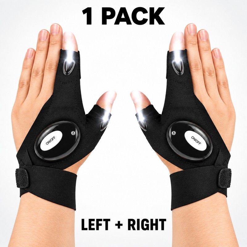 LED Fingerless Glove for Night Tasks – Hands-Free Light with