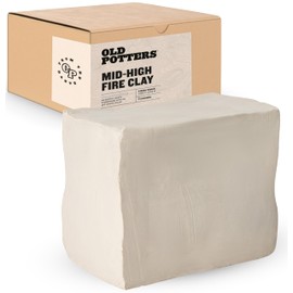 Old Potters Mid High Fire White Stoneware Clay for Pottery | Cone 5-10 | Ideal for Wheel Throwing, Hand Building, Sculpting | Great for All Skill Levels | Greenware Clay, 25 lbs.