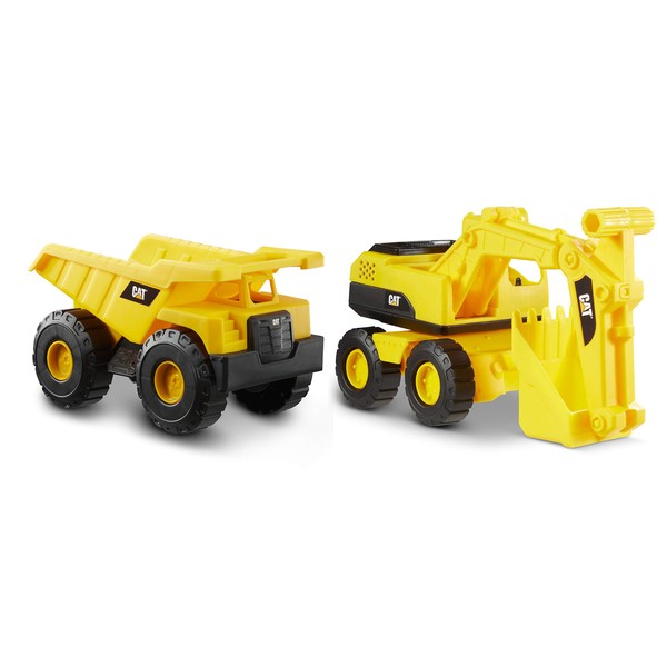 CatToysOfficial Gazillion Cat Construction Tough Rigs 15" Dump Truck & Excavator Toys 2 Pack, Ages 3+, Yellow