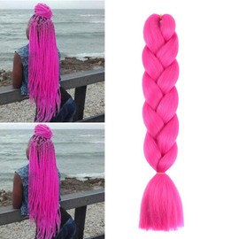 Braiding Hair Rose Red Braid Hair Extensions for Box Braids Hot Water Setting High Temperature Synthetic Fiber (A18-1Pack)