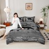 Manfei Rustic Bear Comforter Set Queen Size, Black Trees Deer