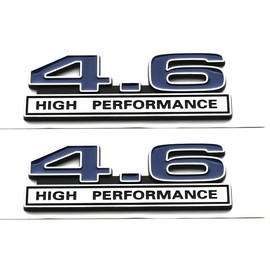 2pcs 4.6 Liter High Performance Engine Emblems Badge 3D Decals Stickers Cars Trucks (Chrome Blue)