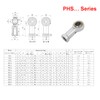 HiPicco PHS12 Rod End Bearing, 2pcs 12mm Bore Pre-Lubricated M12x1.75mm
