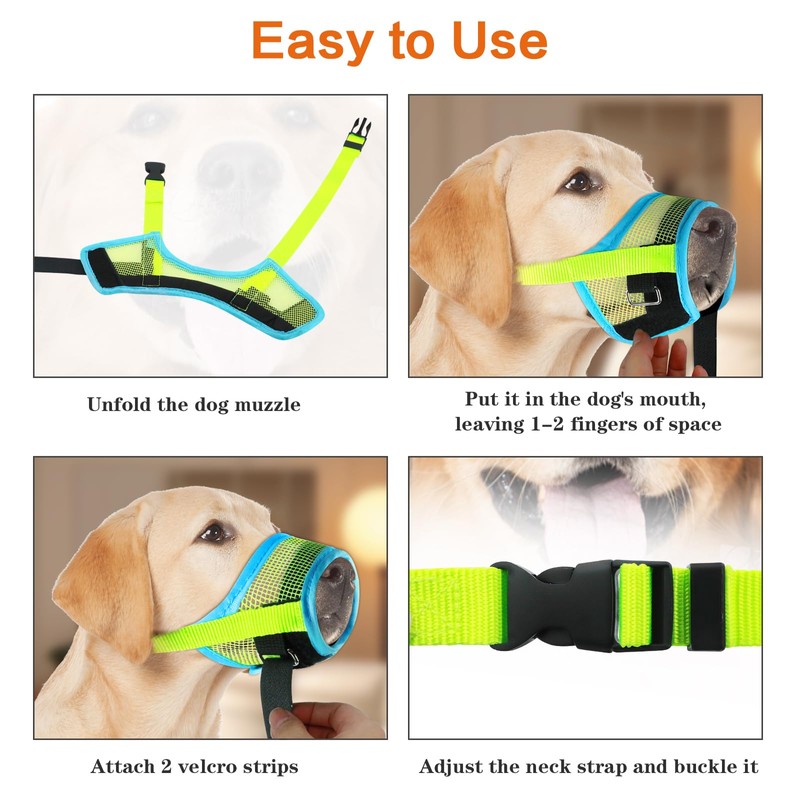 Denwwico Dog Muzzle, Newest Soft Mesh Muzzle Double Stick Anti