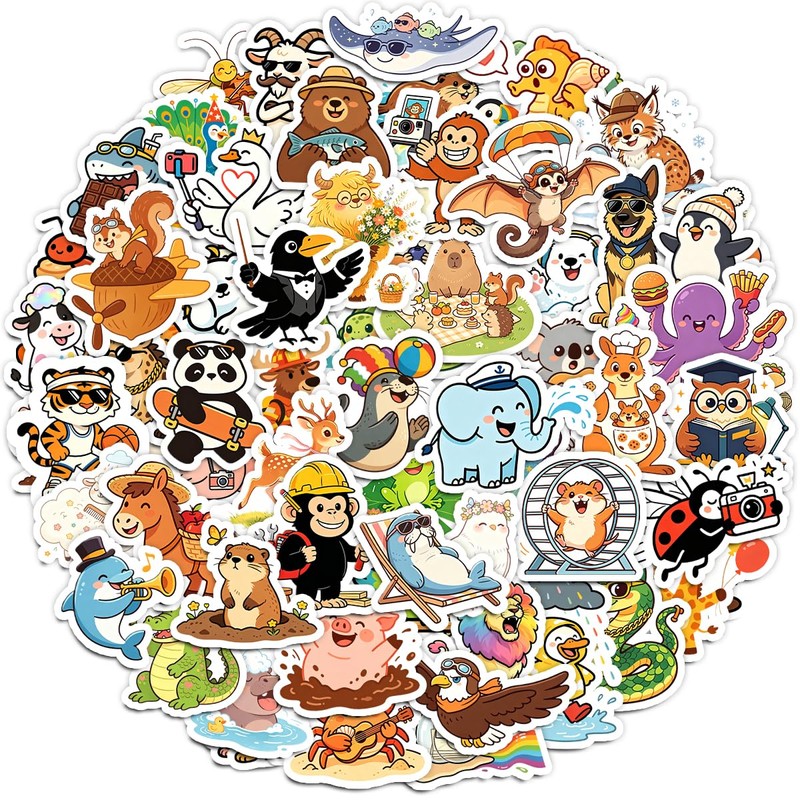 202Pcs Cute Cartoon Animal Stickers Water Bottle Stickers Pet Bulk