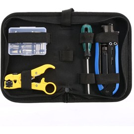 Gaobige Coax Cable Crimper Tool Kit, Coaxial Compression Tool for rg6 rg59 rg11 with 1 Wire Stripper, 10pcs F Male rg6 Connectors And 10pcs Female to Female rg6 Connectors, 1 Screwdriver