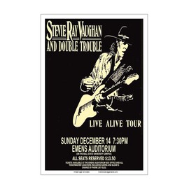 Raw Sugar Art Studio Stevie Ray Vaughan 1986 Ball State Concert Poster