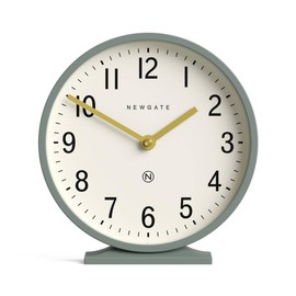 NEWGATE® Q Mantel Clock | Modern Classic Round Mantel Clock | Asparagus Green | Contemporary Style for Mantel, Desk, Table, Shelf or Bedside