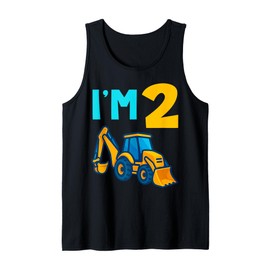 2nd Birthday Backhoe Loader Truck Cute Toy Lover I'm 2 Two Tank Top