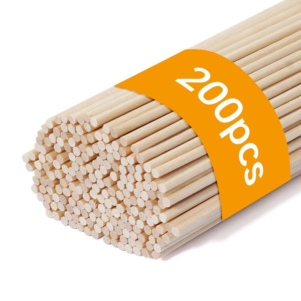 Wooden Dowel Rods for Crafts 1/8 x 6 Inch, 200