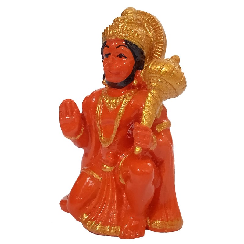 Purpldip Resin Idol Bhakt Hanuman: Red Statue For Home Temple
