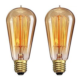 CTKcom Vintage Edison Light Bulbs - 2 Pack, 40W ST58 Vintage Squirrel Cage Filament, E26/E27 Base, Antique Incandescent Bulbs for Home Light Fixtures, 110V-130V