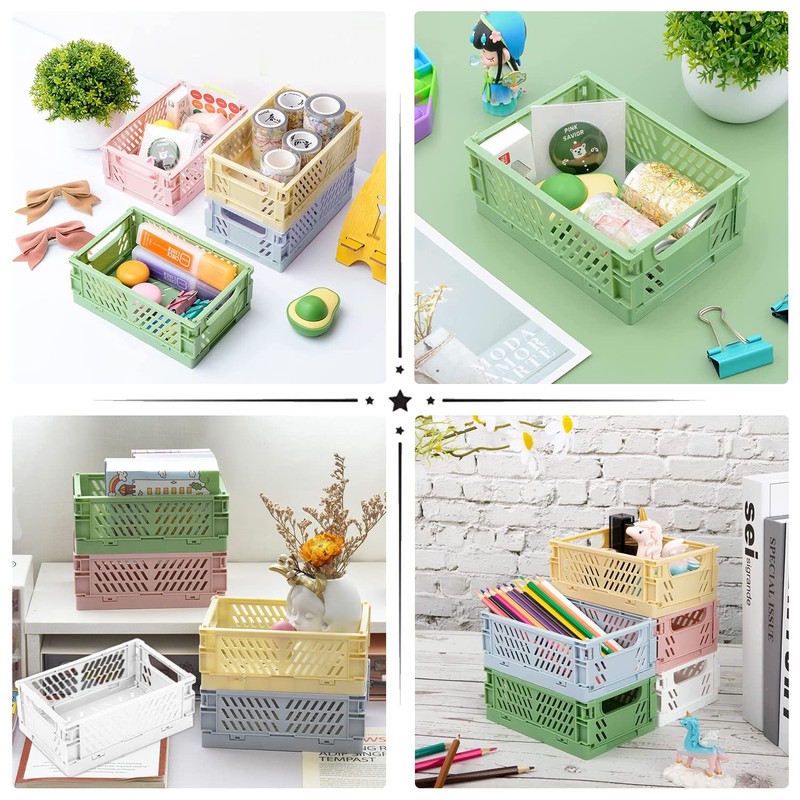 Folding Box Plastic Folding Basket Foldable Pack of 5 Sturdy