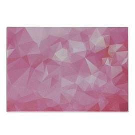 Ambesonne Pink Cutting Board, Abstract Polygonal Design with Fractal Look and Triangles in Pink Shades, Decorative Tempered Glass Cutting and Serving Board, Small Size, Pale Pink and Hot Pink