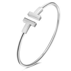 APUUESN Sterling Silver Bangle Ring Set for Women Silver/Gold/Rose Gold, Gifts for Girlfriend, Birthday, Sterling Silver